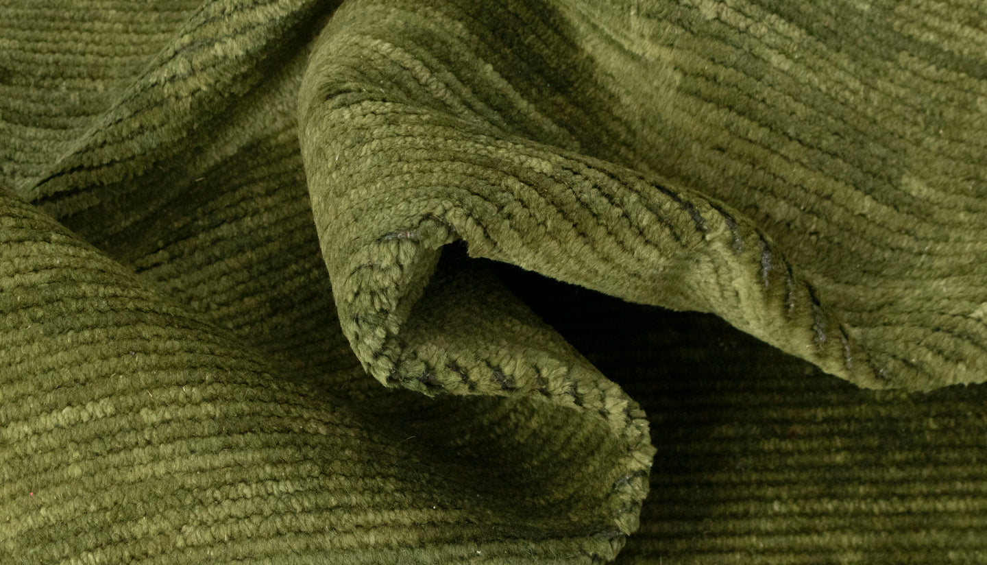 Solid Green Plane Hand Knotted wool Rug